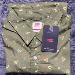 Levis The One Pocket Shirt Mens L Olive Green 86627-0138